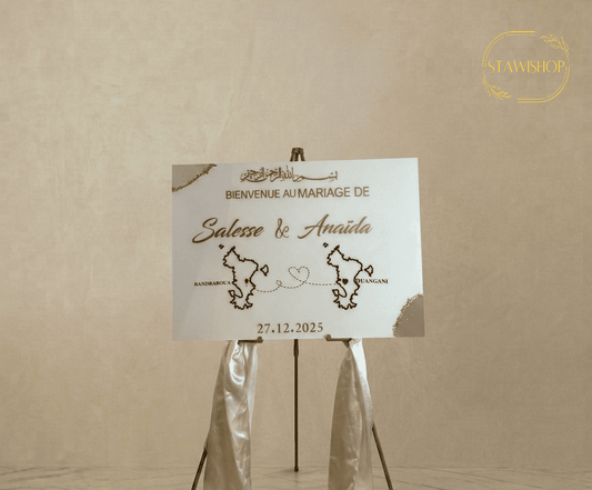 Panneau de Bienvenue Mariage Personnalisé Pays