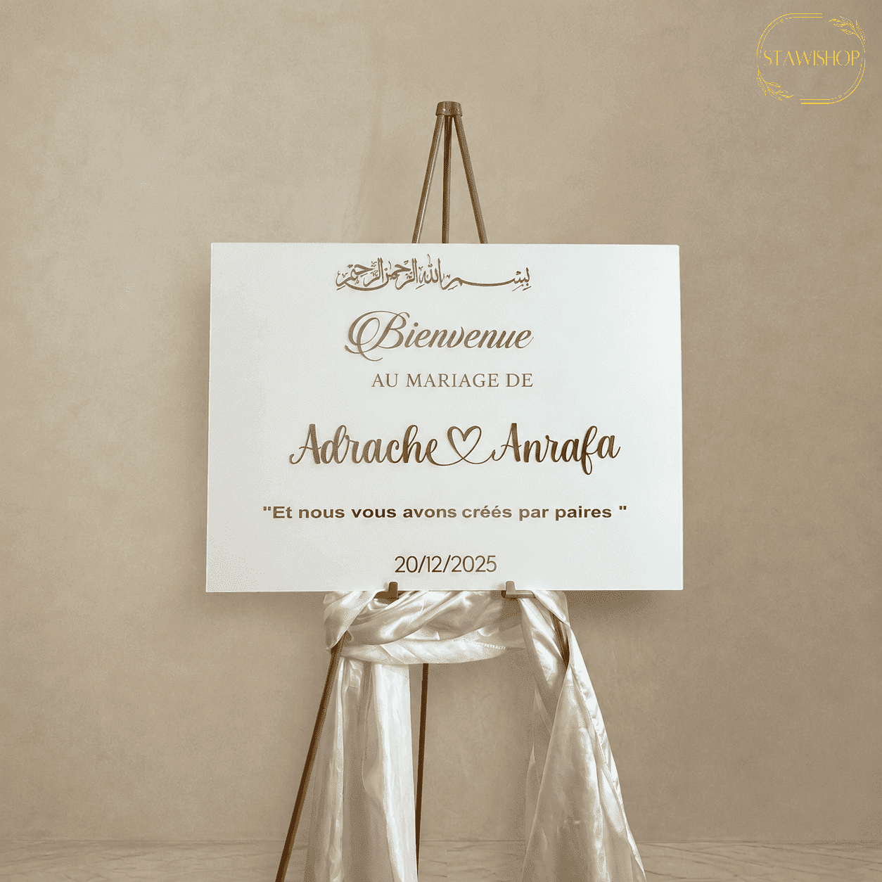 Panneau d'accueil mariage personnalisé - Modèle
