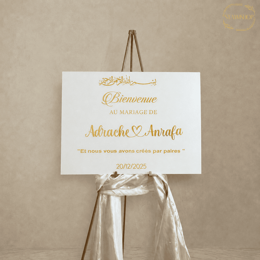 Panneau d'accueil mariage personnalisé