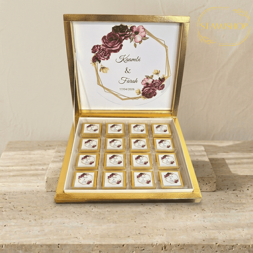 Coffret de carrés de chocolat personnalisés