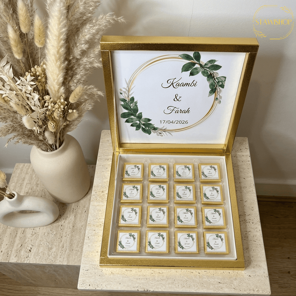 Coffret de carrés de chocolat personnalisés
