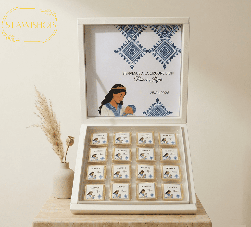Coffret de carrés de chocolat personnalisés