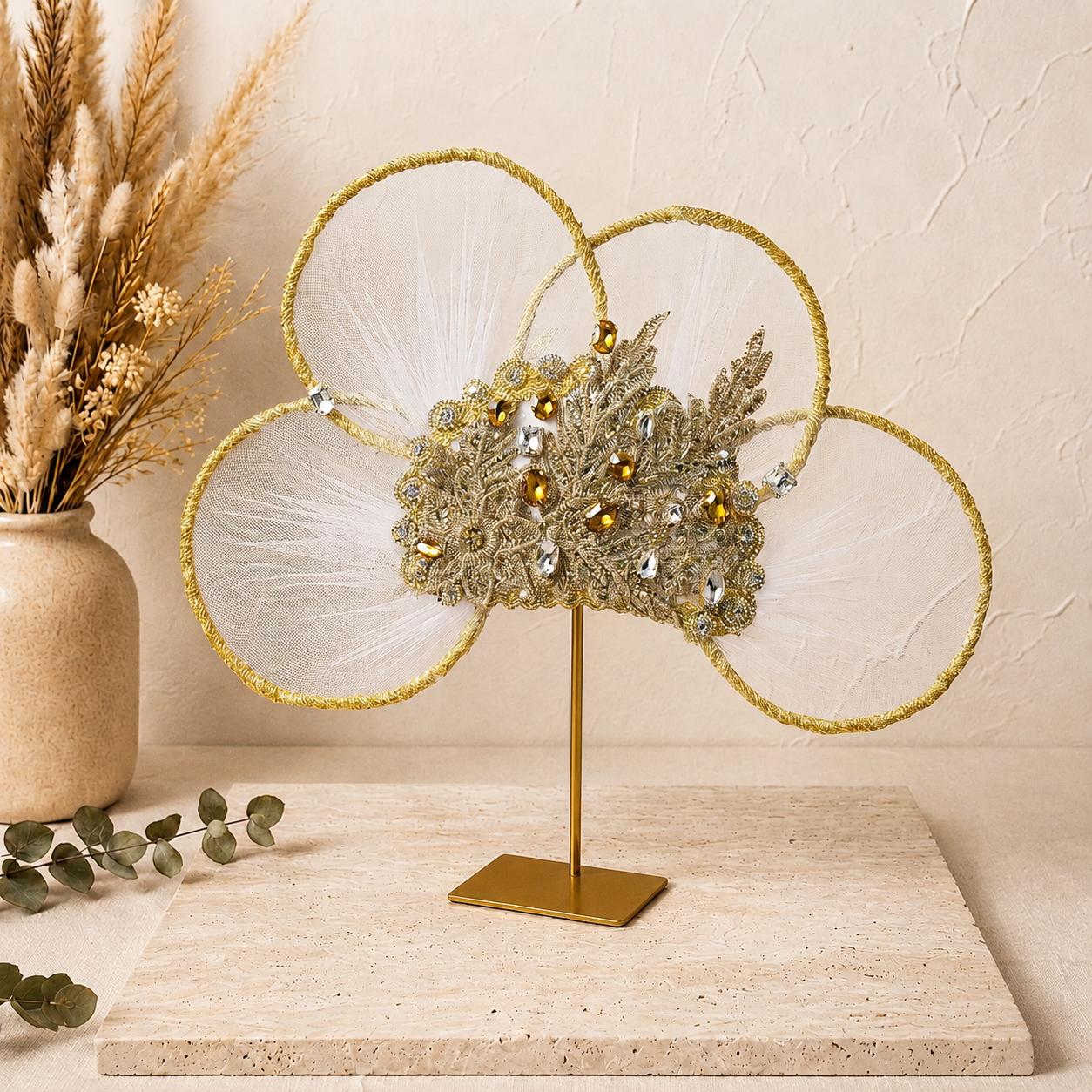 Éventail Floral Divin - Or Artisan